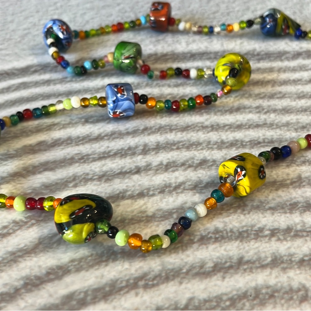 Vintage Venetian Murano Millefiori Trade Bead Necklace